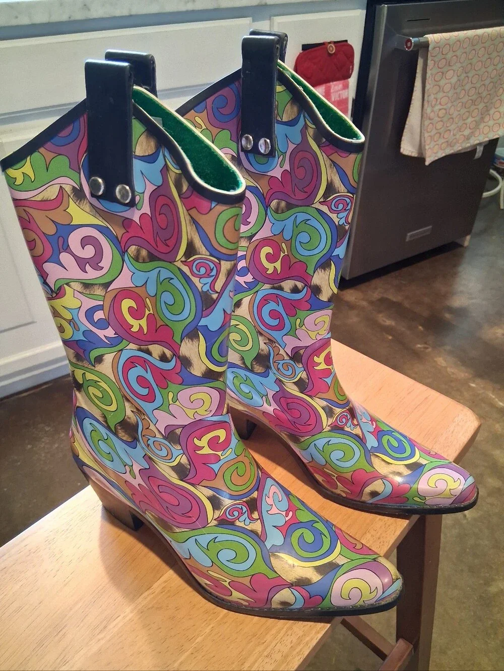 Smokey Mountain Colorful Swirl Pattern Women' s Western Rain Boots - Multicolor